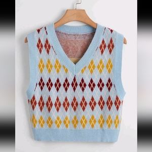 SHEIN PLUS ARGYLE SWEATER VEST